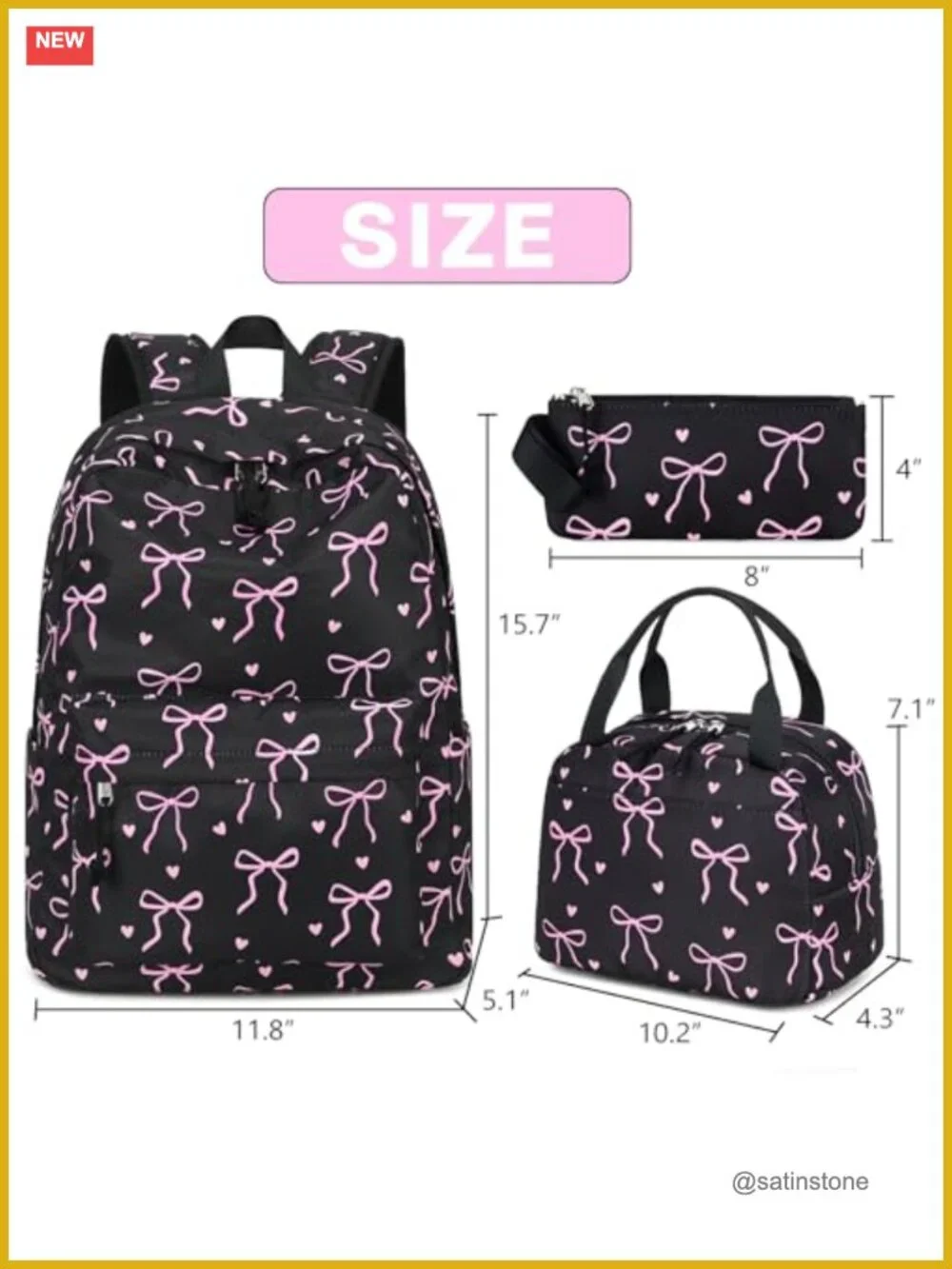 Kids Backpack Set with Lunch Box and Pencil Case 3 in 1 School Bags Polyester